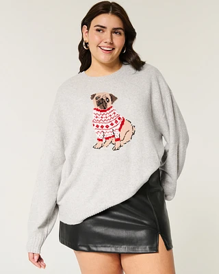 Hollister Comfy Cloud Puppy Graphic Crew Sweater