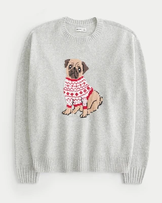 Hollister Comfy Cloud Puppy Graphic Crew Sweater