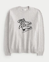 Hollister Comfy Cloud Ice Skates Graphic Crew Sweater