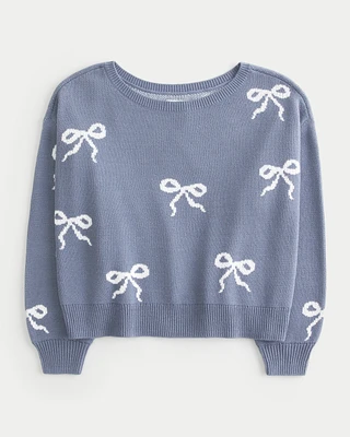 Easy Bow Graphic Off-the-Shoulder Sweater