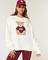 Easy Teddy Bear Graphic Crew Sweater