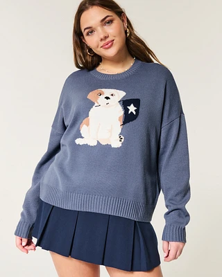 Easy Puppy Graphic Crew Sweater