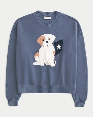 Easy Puppy Graphic Crew Sweater