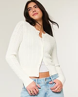 Easy Cable-Knit Crew Cardigan