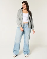 Boxy Zip-Up Sweater Hoodie