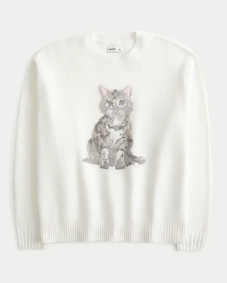 Hollister Comfy Cloud Kitten Graphic Sweater