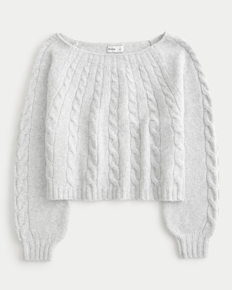 Hollister Comfy Cloud Off-the-Shoulder Cable-Knit Sweater