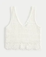 Easy Crop Open-Stitch Sweater Tank