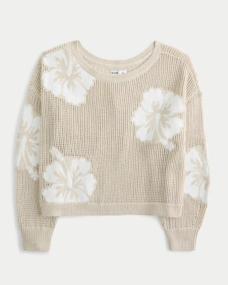 Easy Stitchy Graphic Slouchy Crew Sweater