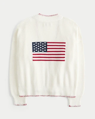 Easy American Flag Graphic No-Close Cardigan