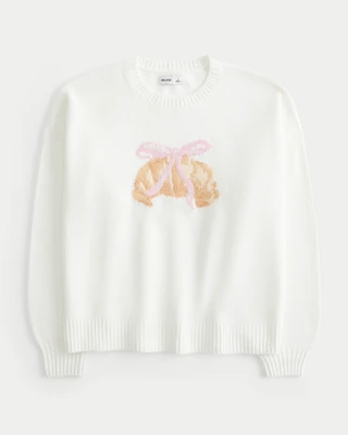 Hollister Comfy Cloud Croissant Graphic Crew Sweater