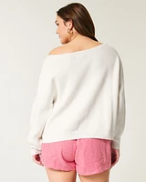 Easy Berry Graphic Off-the-Shoulder Sweater