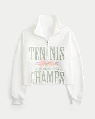 Easy Tennis Graphic Half-Zip Cutoff Sweatshirt