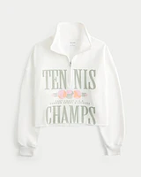 Easy Tennis Graphic Half-Zip Cutoff Sweatshirt