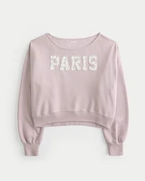 Easy Off-the-Shoulder Paris Graphic Sweatshirt