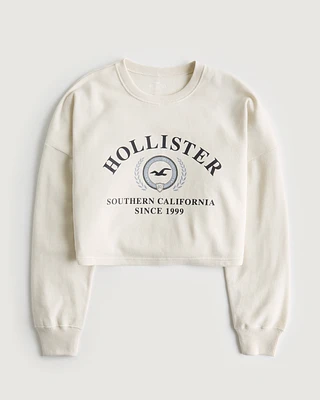 Print Logo Graphic Crop Crew Sweatshirt