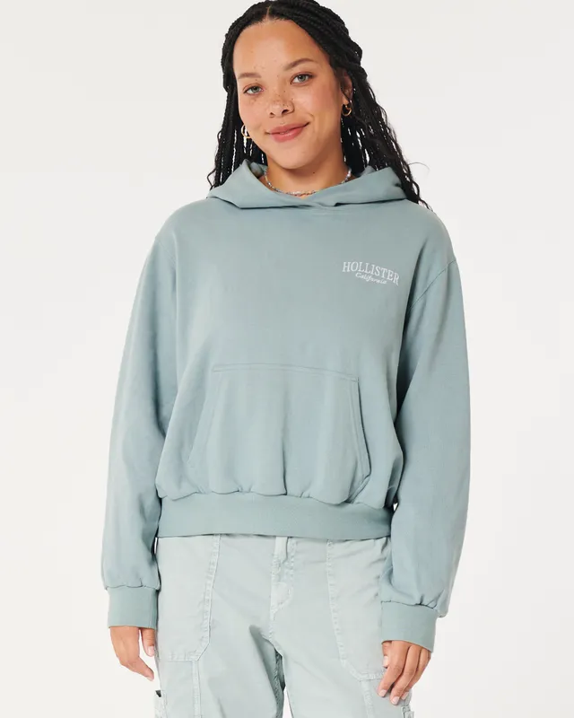 Hollister hoodie in green with script logo