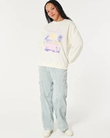 Oversized Barbie Graphic Crew Sweatshirt