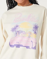 Oversized Barbie Graphic Crew Sweatshirt