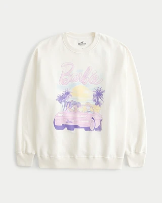 Oversized Barbie Graphic Crew Sweatshirt