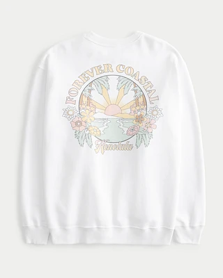 Oversized Honolulu Hawaii Graphic Crew Sweatshirt