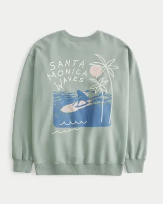 Oversized Santa Monica Graphic Crew Sweatshirt