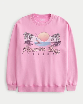 Oversized Honolulu Hawaii Graphic Crew Sweatshirt