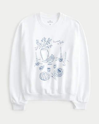 Easy L'Amour à Table Graphic Crew Sweatshirt