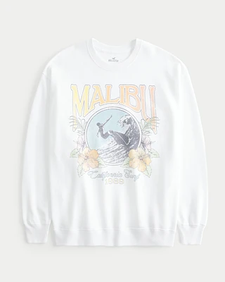 Oversized Malibu California Graphic Terry Sweatshirt