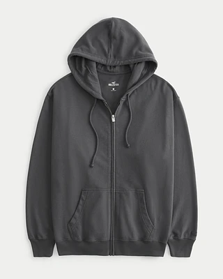 Oversized Terry Zip-Up Hoodie