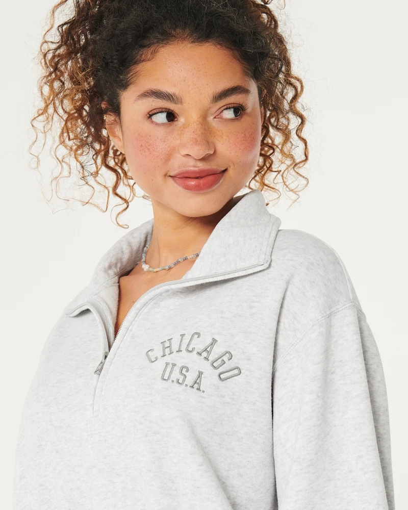 Easy Half-Zip Chicago Graphic Sweatshirt