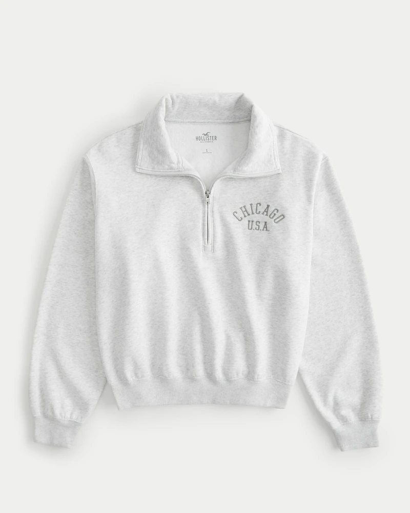 Easy Half-Zip Chicago Graphic Sweatshirt