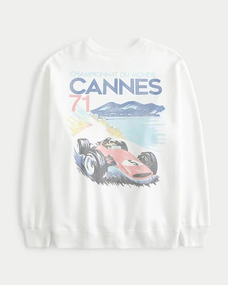 Oversized Cannes Racing Graphic Crew Sweatshirt