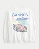 Oversized Cannes Racing Graphic Crew Sweatshirt