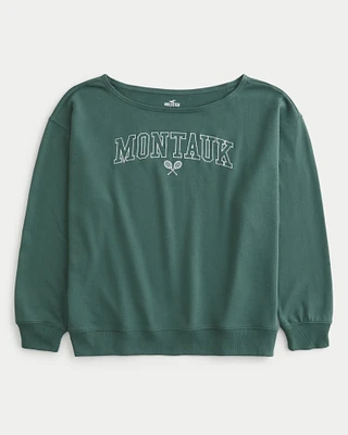 Oversized Off-the-Shoulder Montauk Graphic Sweatshirt