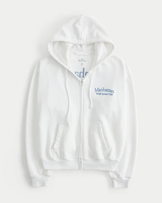 Easy Manhattan Graphic Zip-Up Hoodie