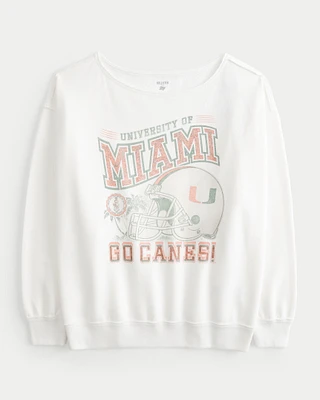 Oversized University of Miami Off-the-Shoulder Sweatshirt