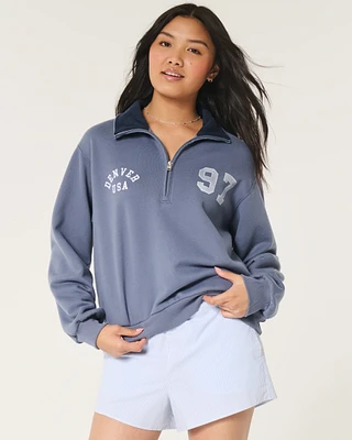 Easy Denver Graphic Half-Zip Sweatshirt