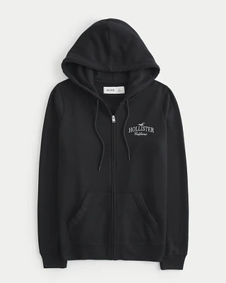 Oversized Zip-Up Logo Hoodie