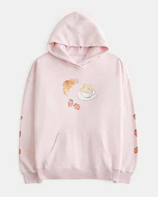 Oversized Café Graphic Hoodie