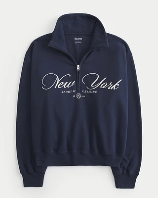 Easy New York Graphic Half-Zip Sweatshirt