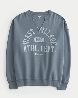 Oversized Notch-Neck West Village Athl. Dept. Graphic Sweatshirt