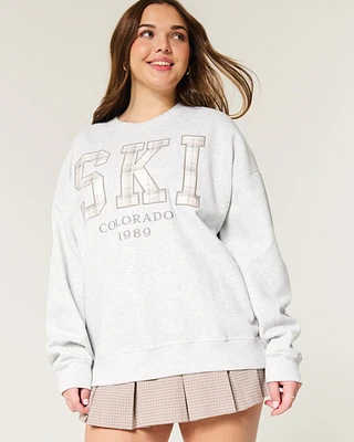 Oversized Ski Colorado Graphic Crew Sweatshirt