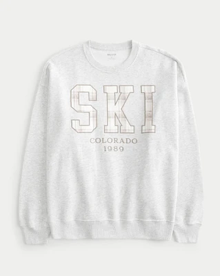 Oversized Ski Colorado Graphic Crew Sweatshirt