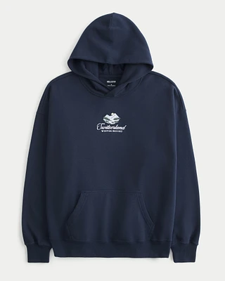 Hollister Feel Good Fleece Switzerland Graphic Oversized Hoodie