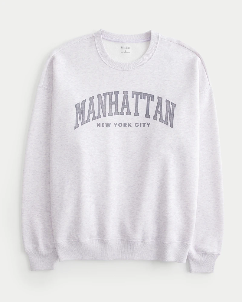 Oversized Manhattan New York Graphic Crew Sweatshirt