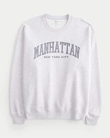 Oversized Manhattan New York Graphic Crew Sweatshirt