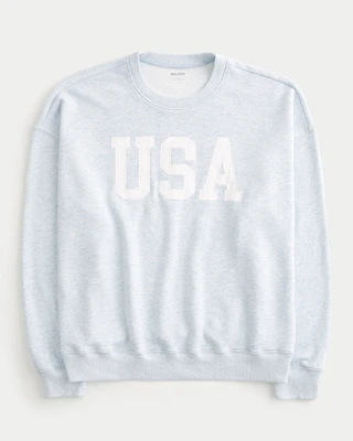 Oversized USA Graphic Crew Sweatshirt