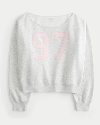 Easy Off-the-Shoulder Sporty Graphic Sweatshirt