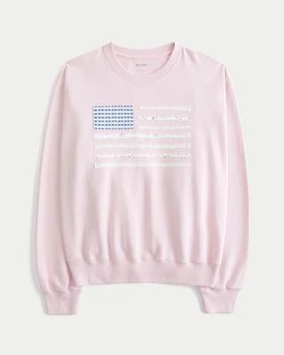 Easy American Flag Graphic Crew Sweatshirt